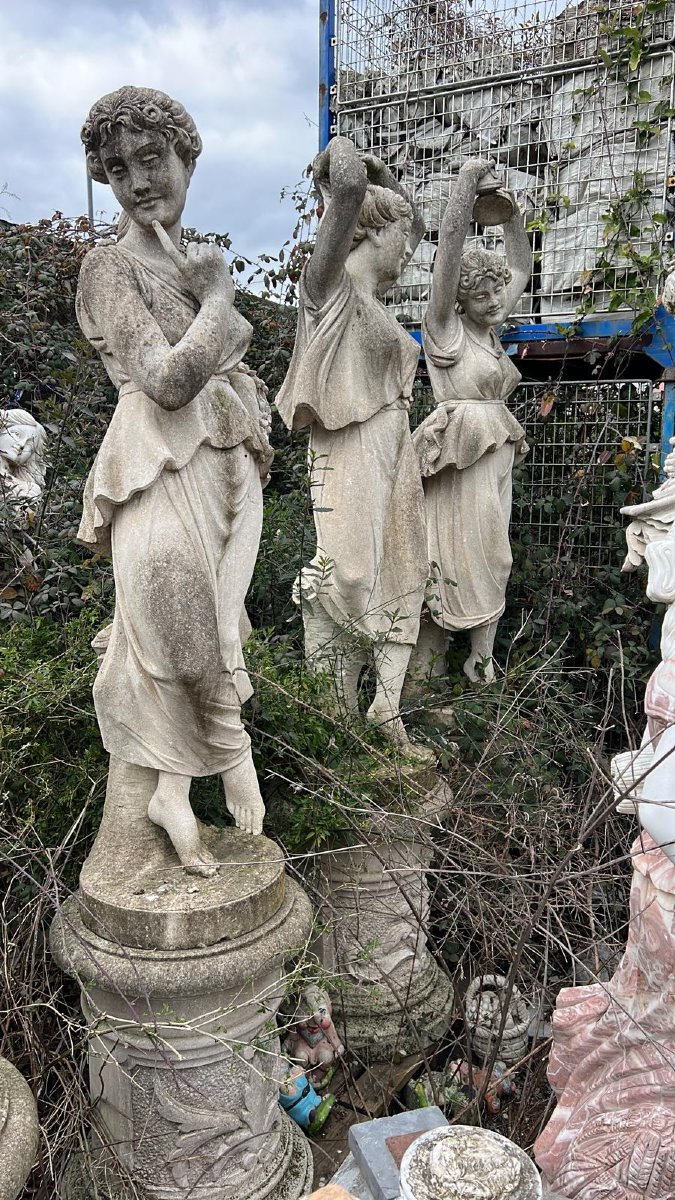 Ensemble des Quatre Saisons en pierre de Vicence, Italie, années 1970-photo-2