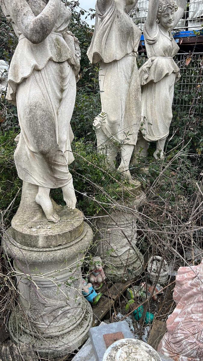 Ensemble des Quatre Saisons en pierre de Vicence, Italie, années 1970-photo-4