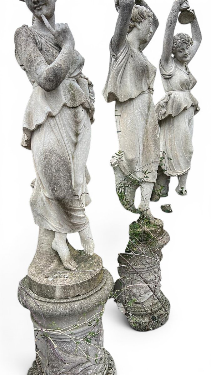 Ensemble des Quatre Saisons en pierre de Vicence, Italie, années 1970-photo-1
