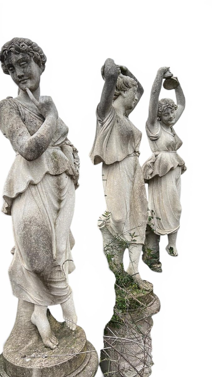 Ensemble des Quatre Saisons en pierre de Vicence, Italie, années 1970-photo-2