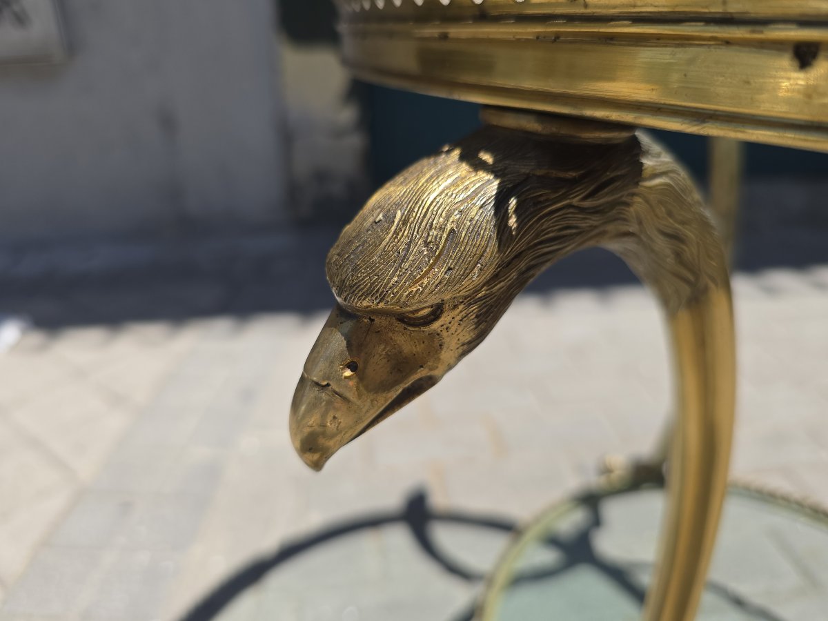 Round Side Table In Gilded Bronze And Glass, French Style, 1970s-photo-5