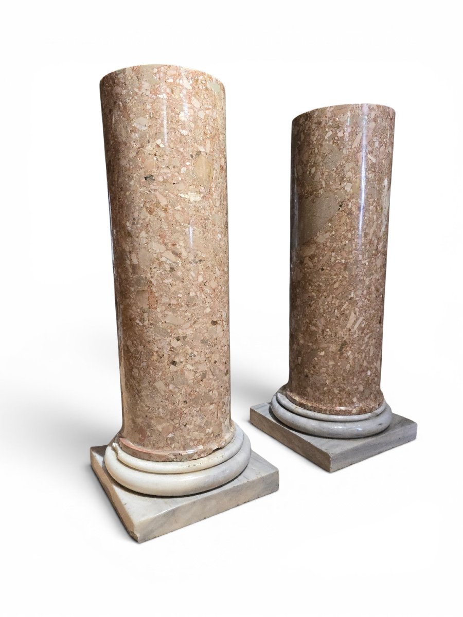 Pair Of Breccia Marble Pedestals, Late 18th Century-photo-2