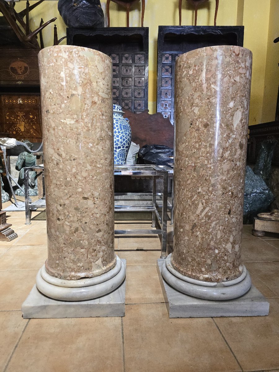 Pair Of Breccia Marble Pedestals, Late 18th Century-photo-4