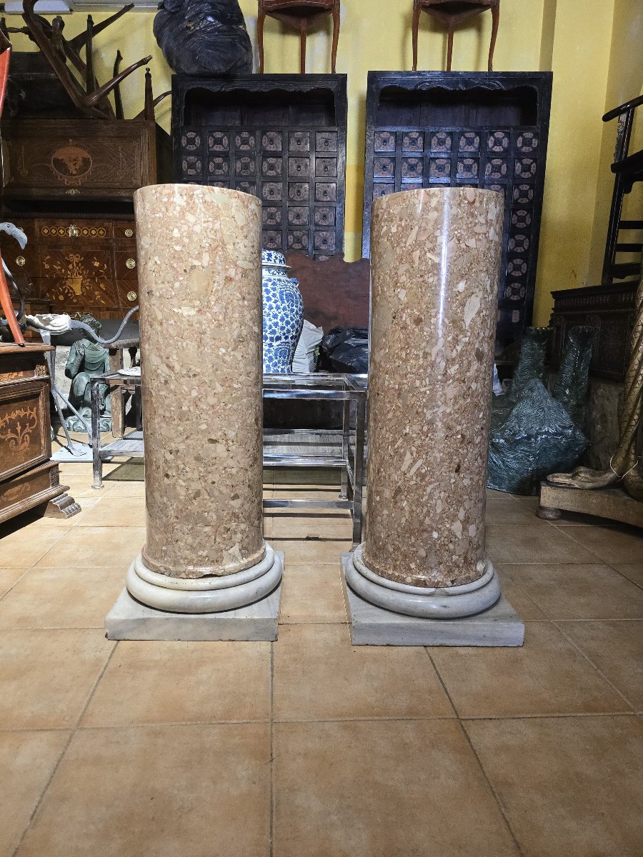 Pair Of Breccia Marble Pedestals, Late 18th Century-photo-1