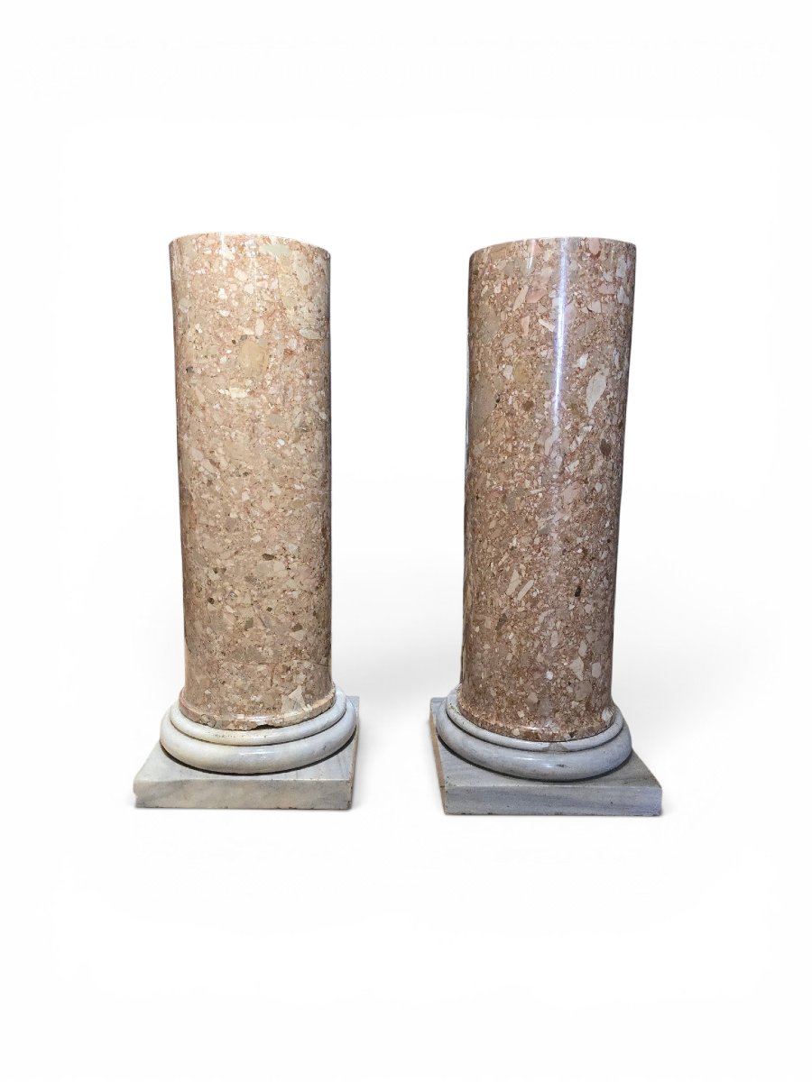 Pair Of Breccia Marble Pedestals, Late 18th Century-photo-2
