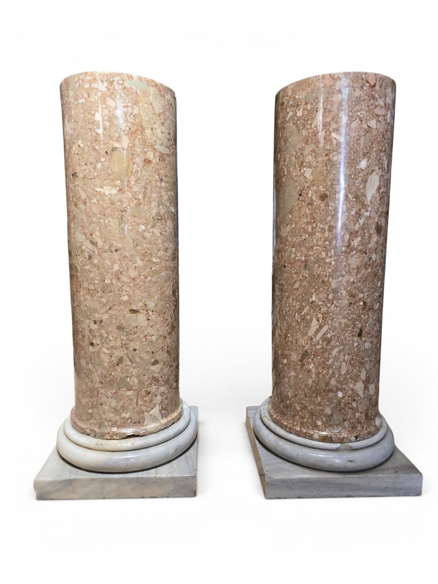 Pair Of Breccia Marble Pedestals, Late 18th Century-photo-3