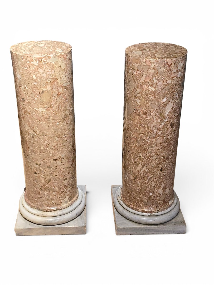 Pair Of Breccia Marble Pedestals, Late 18th Century