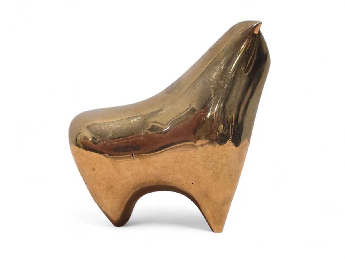 Sculpture de taureau en bronze moderniste, signée et numérotée-photo-2