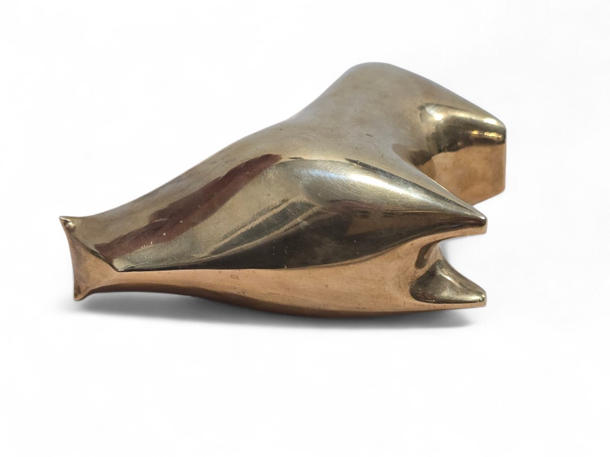Sculpture de taureau en bronze moderniste, signée et numérotée-photo-4