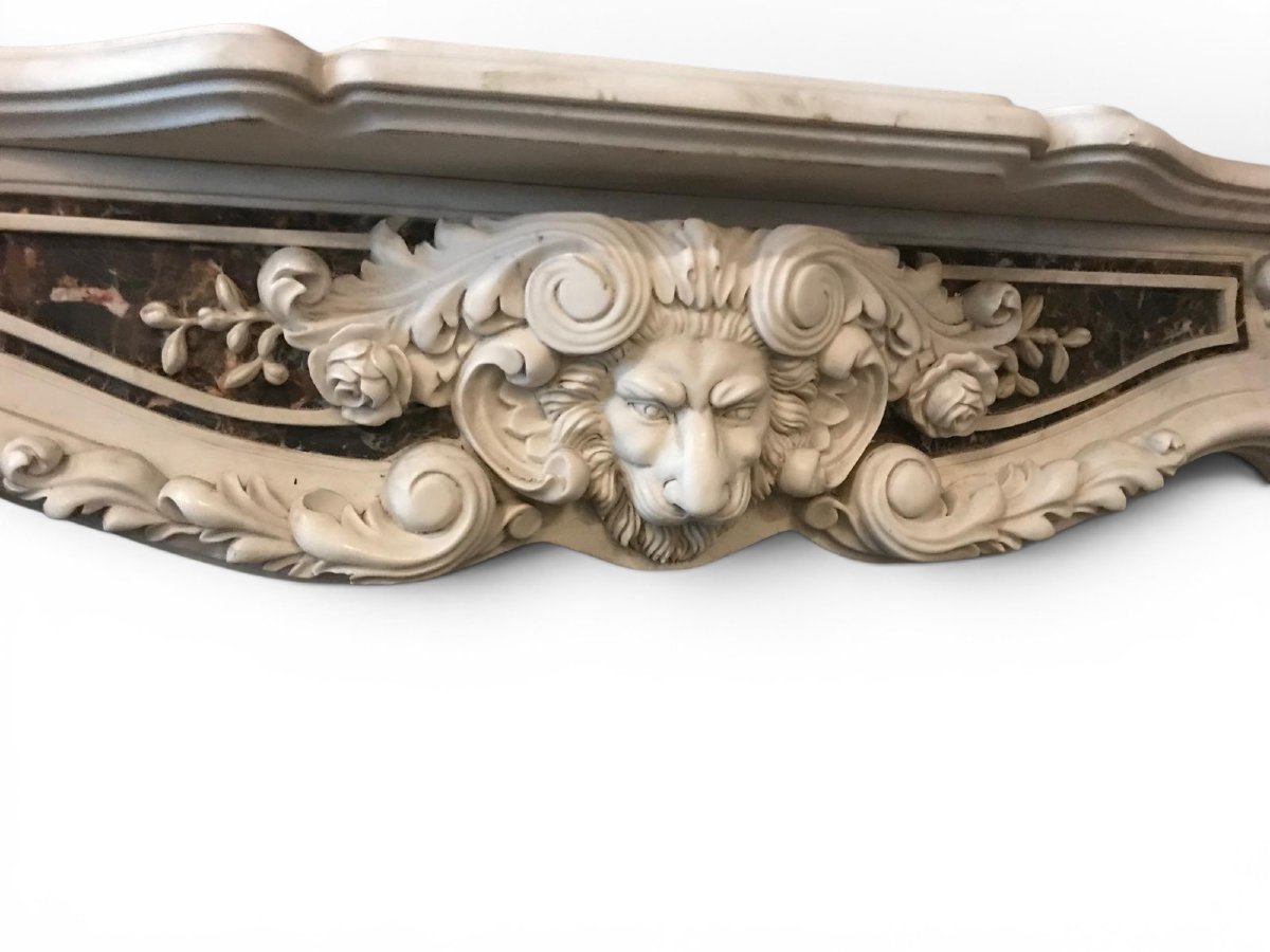 Cheminée en marbre néoclassique italien à motif de tête de lion, début du XXe siècle-photo-3