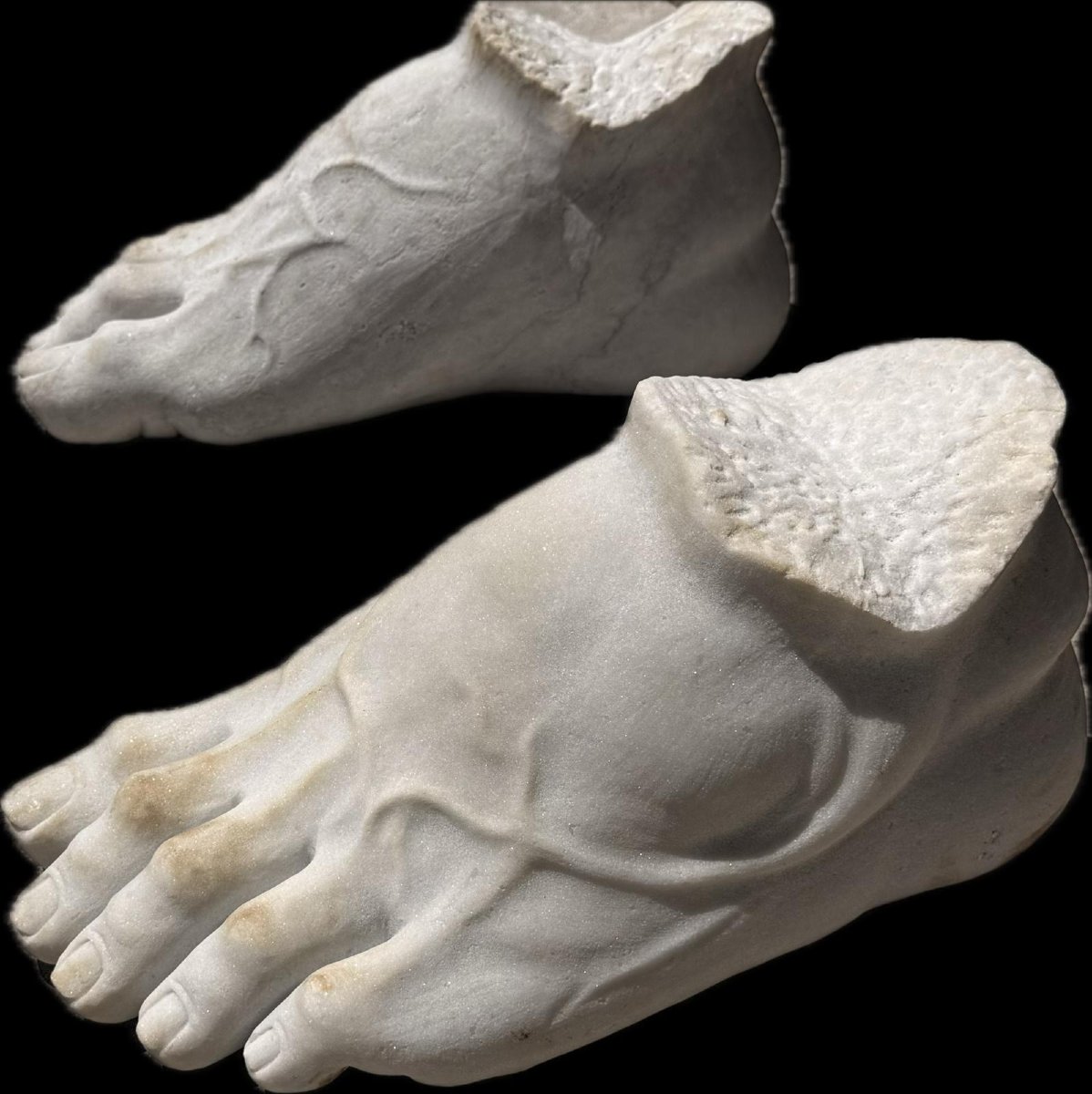 Pair Of Carved Marble Legs, Classical Greek Style, Italy, Second Half Of The 20th Century-photo-3