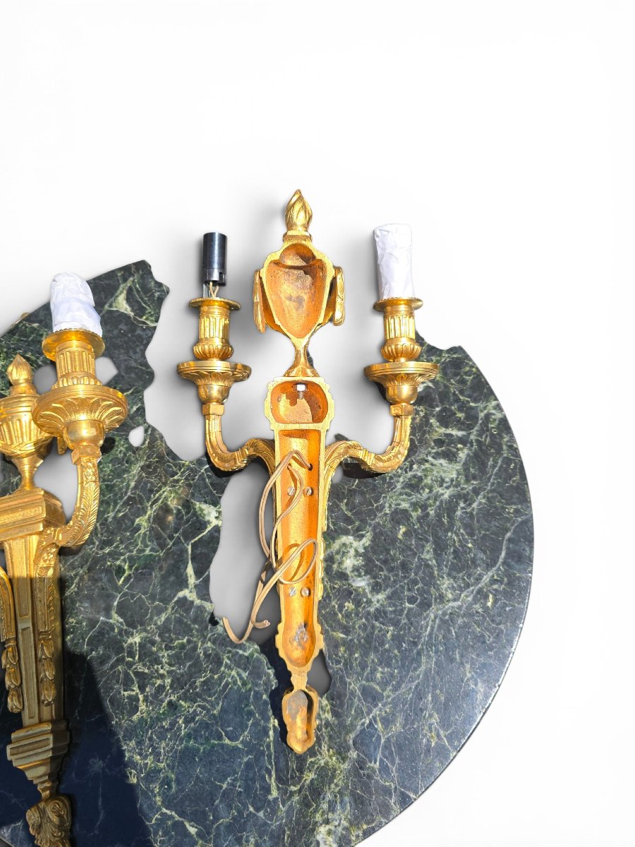 Pair Of French Gilt-bronze Wall Sconces, Early 20th Century-photo-1