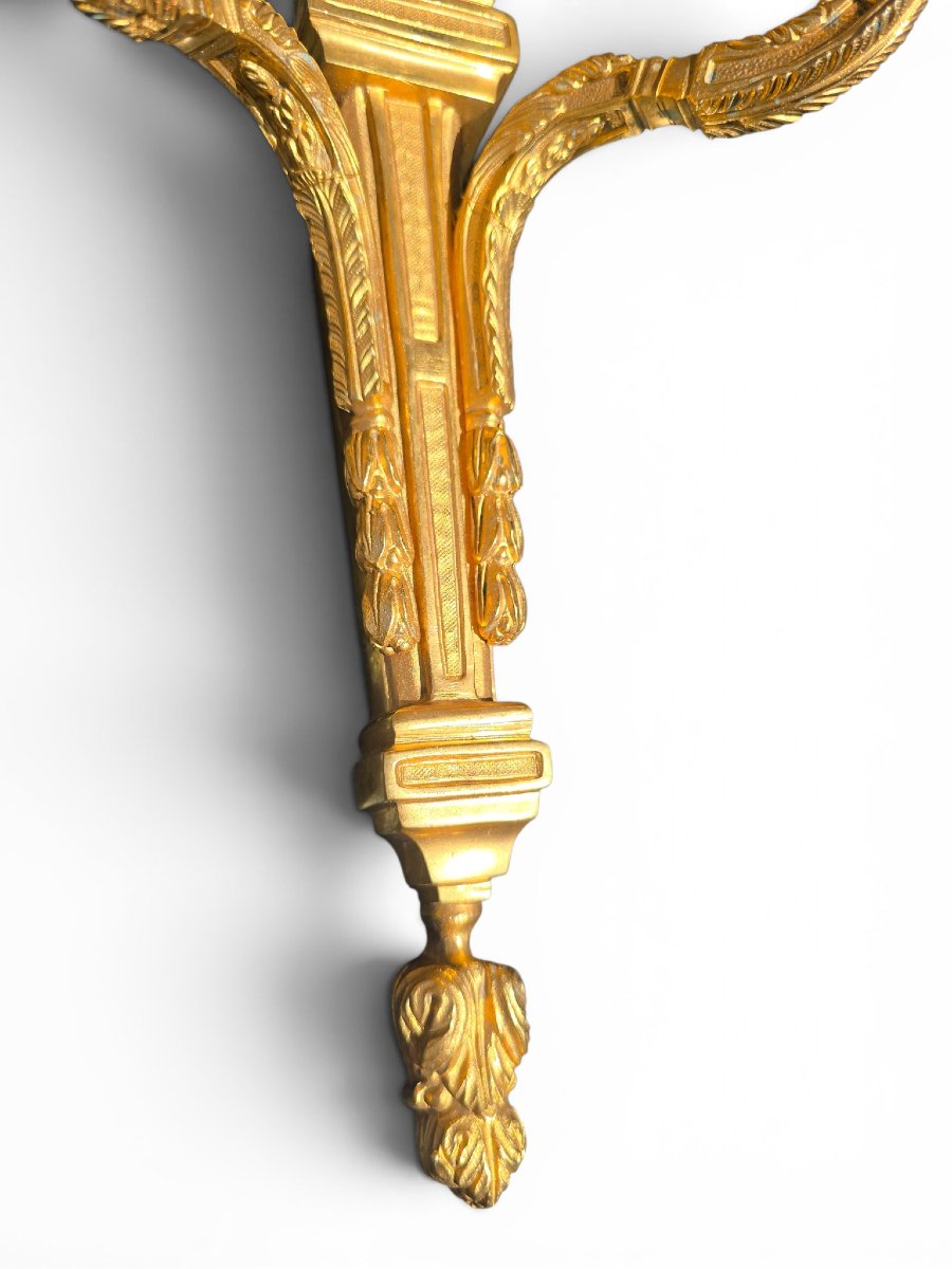 Pair Of French Gilt-bronze Wall Sconces, Early 20th Century-photo-5