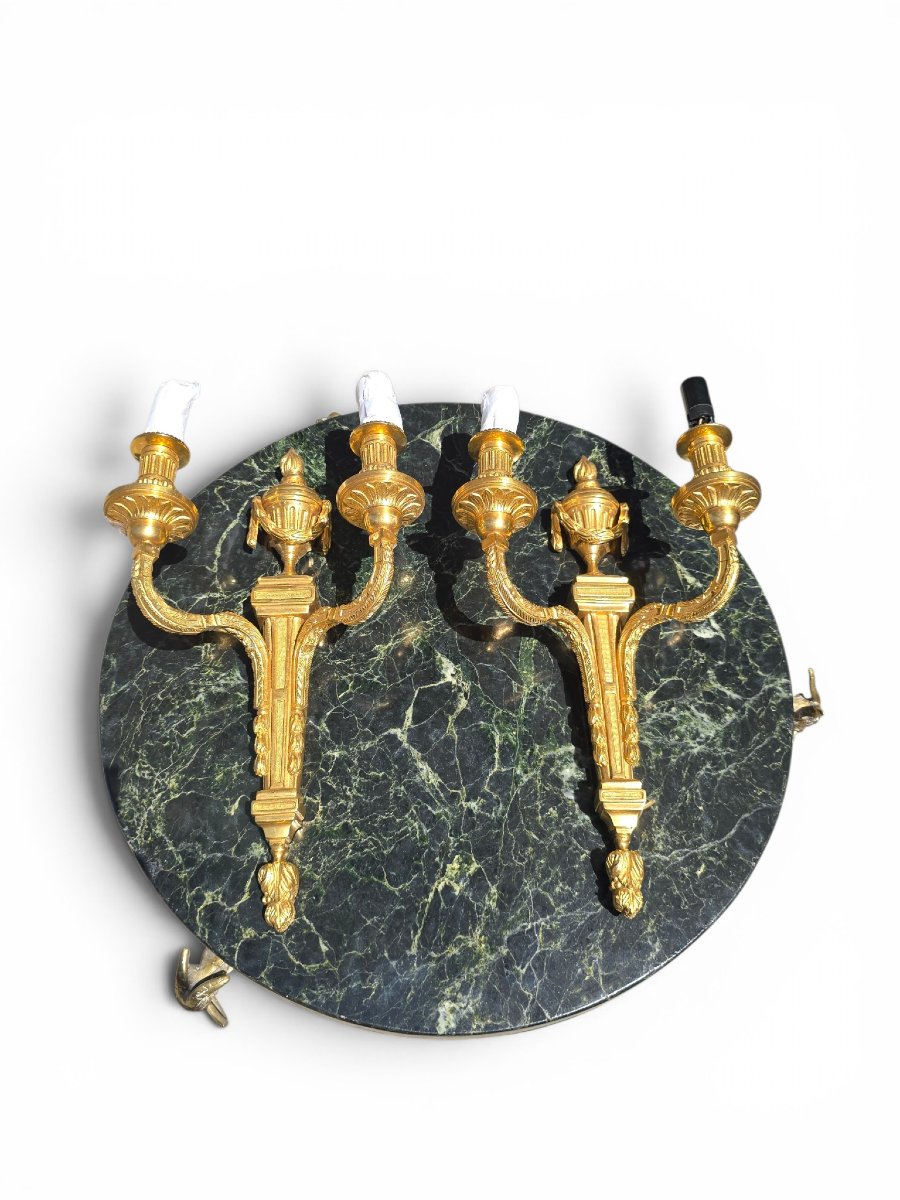 Pair Of French Gilt-bronze Wall Sconces, Early 20th Century