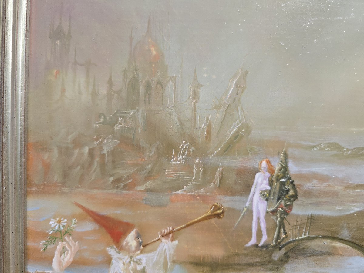 Tomasz Steifer (1955–2015) – Paysage surréaliste avec figures, Huile sur panneau-photo-7