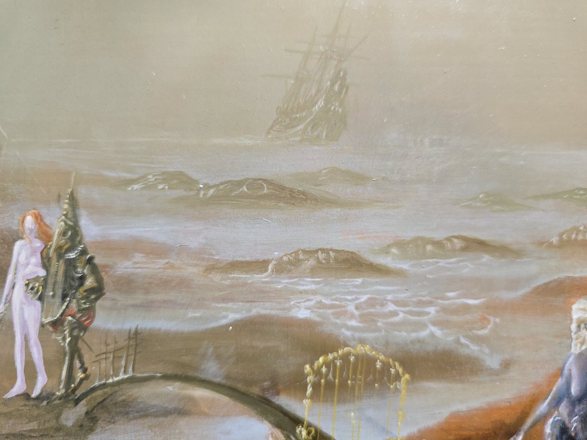 Tomasz Steifer (1955–2015) – Paysage surréaliste avec figures, Huile sur panneau-photo-8