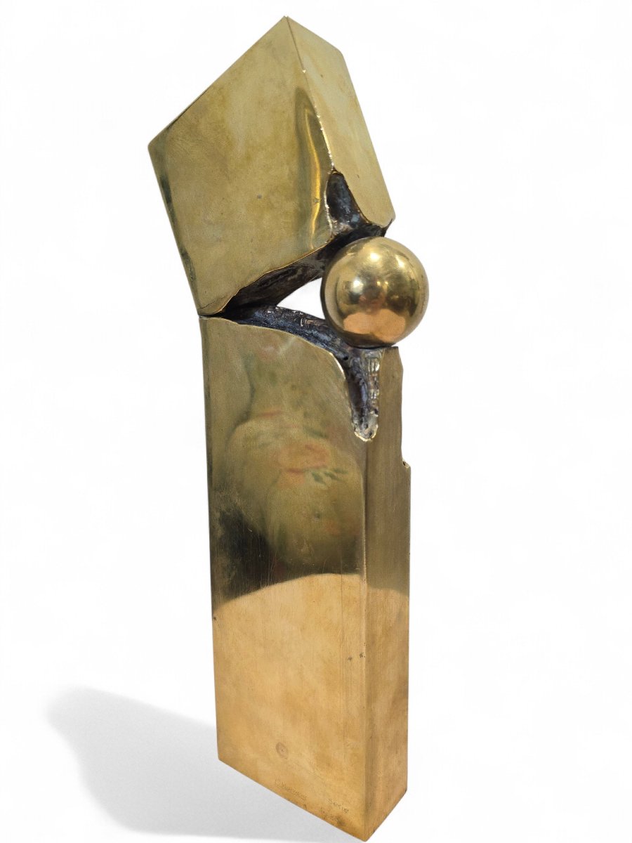 Abstract Sculpture In Solid Bronze, Signed And Numbered, 1970s-photo-2
