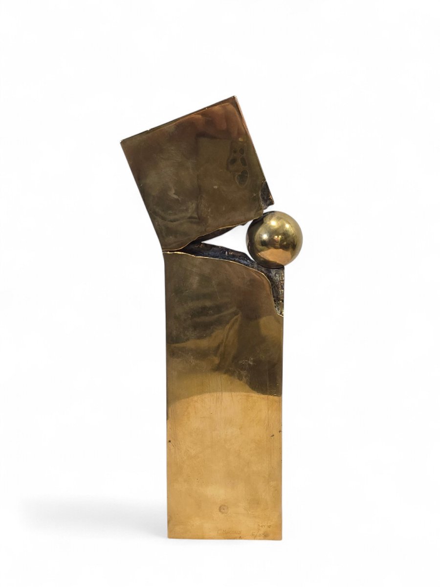 Abstract Sculpture In Solid Bronze, Signed And Numbered, 1970s-photo-1