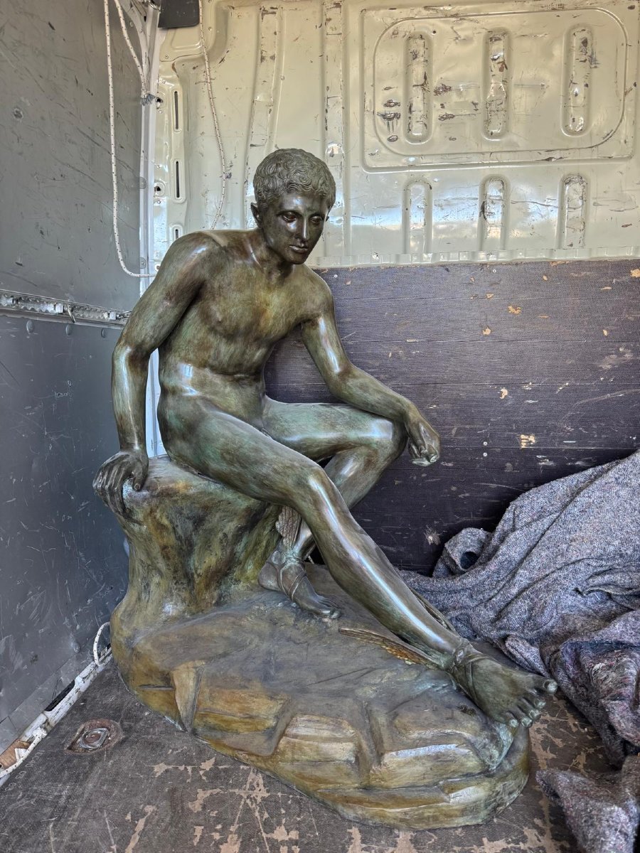 Sculpture monumentale en bronze d'Hermès d'après Lysippe, seconde moitié du XXe siècle-photo-2