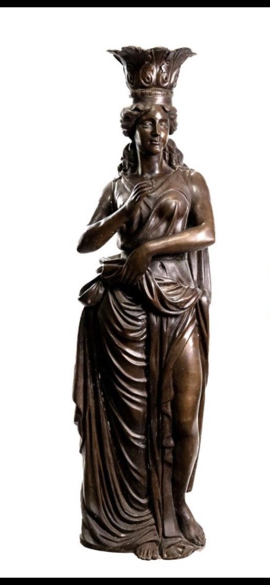 Pair Of Bronze Caryatids, Naples, Italy, 1980s-photo-3