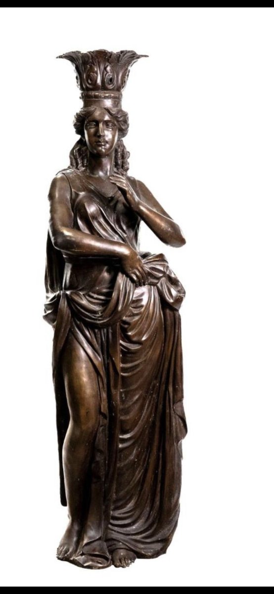 Pair Of Bronze Caryatids, Naples, Italy, 1980s-photo-4