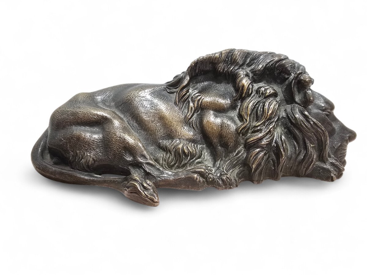 Reclining Bronze Lion, 19th Century-photo-2
