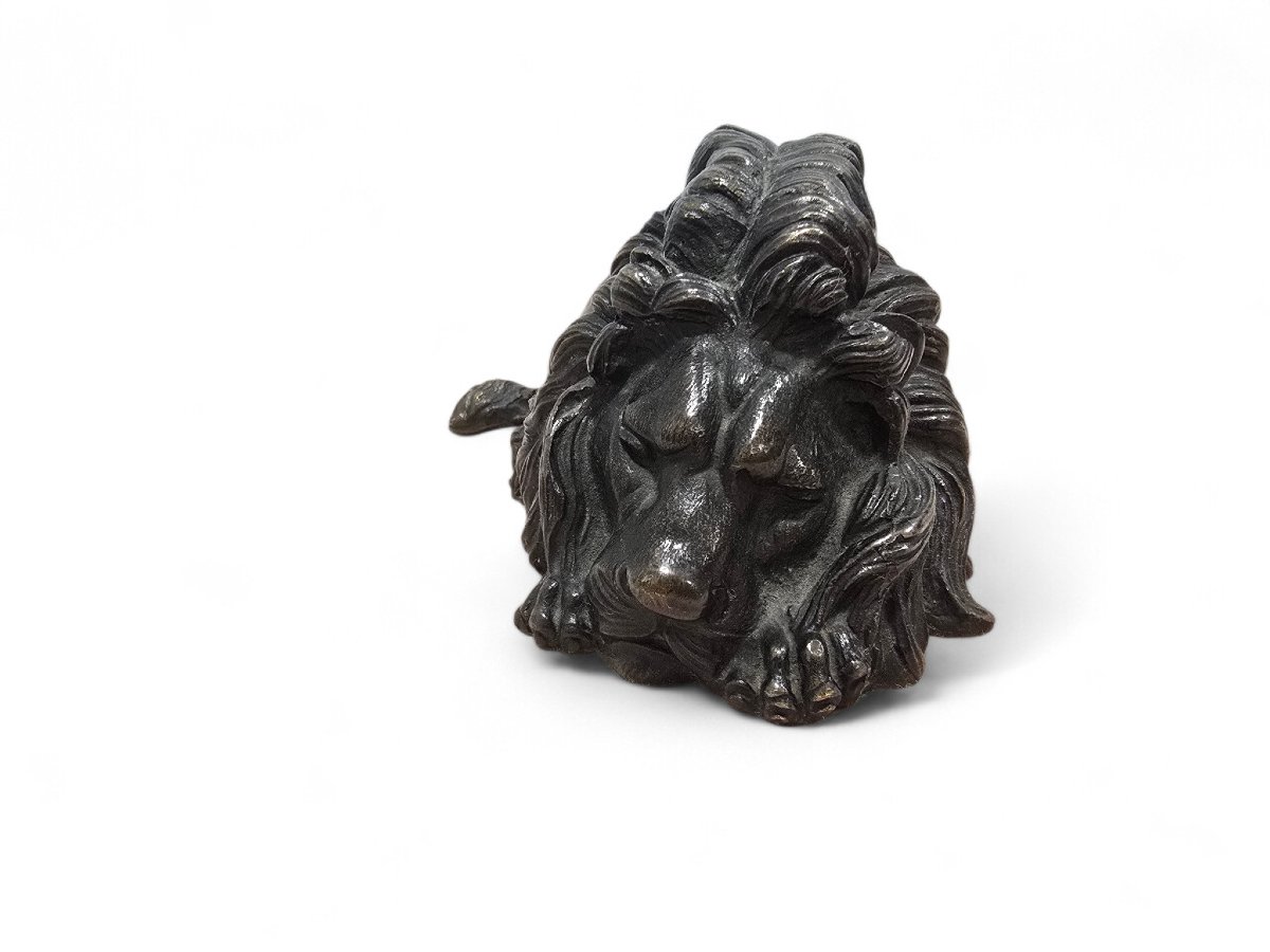 Reclining Bronze Lion, 19th Century-photo-4