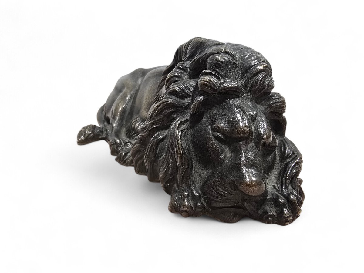 Reclining Bronze Lion, 19th Century-photo-2