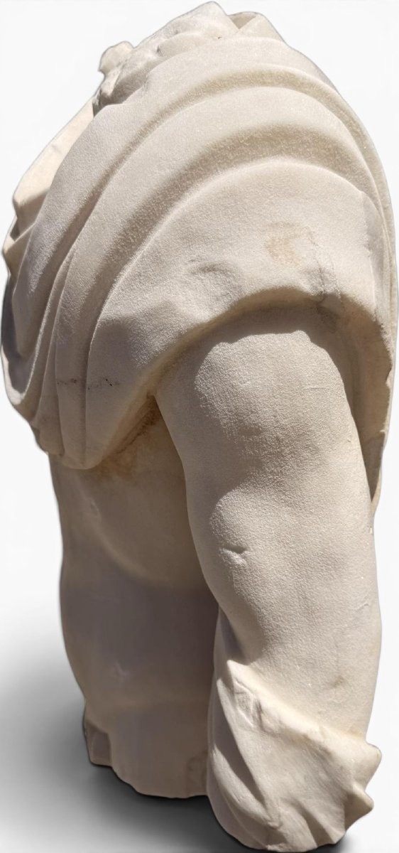 Torse en marbre grec sur socle en marbre, années 1950-photo-2