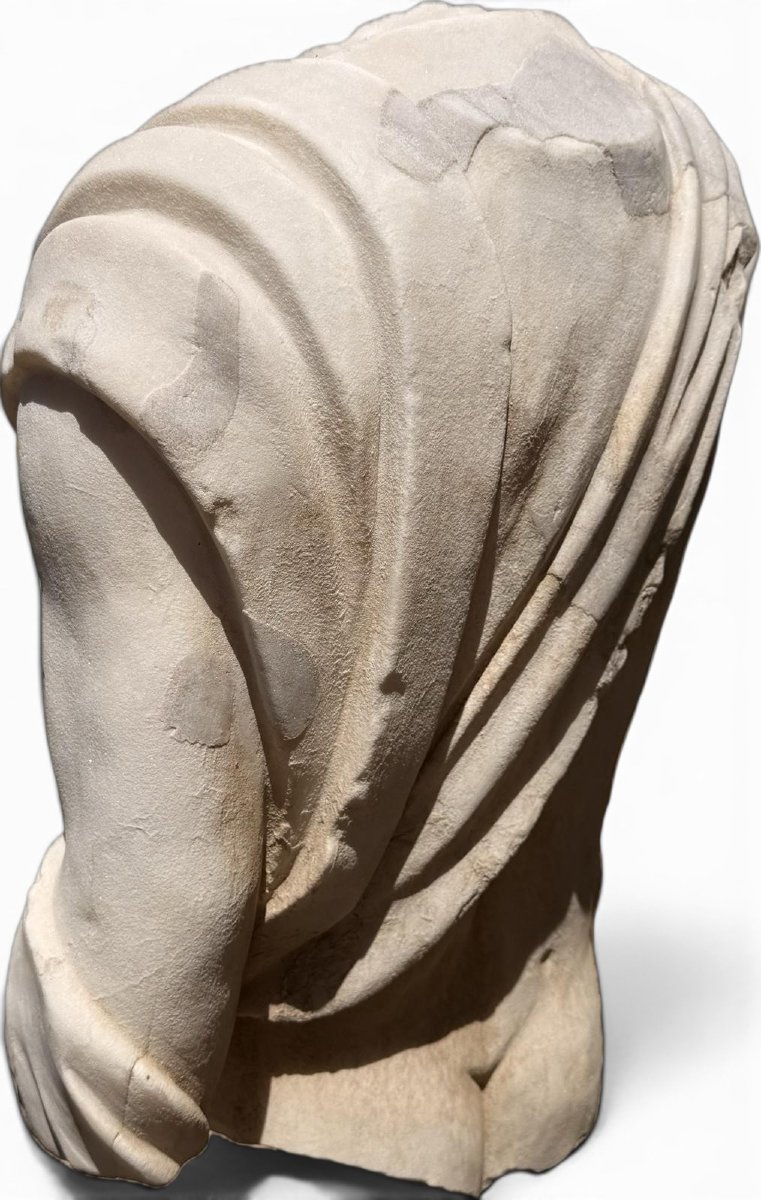 Torse en marbre grec sur socle en marbre, années 1950-photo-3