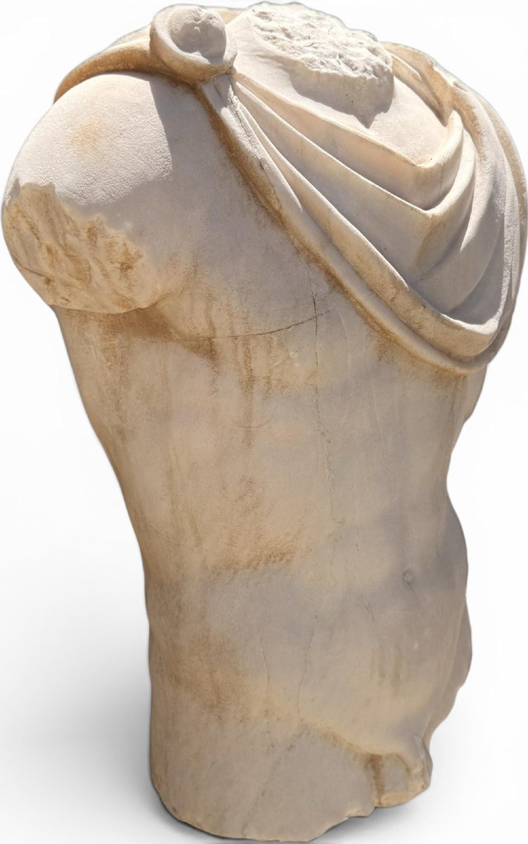 Torse en marbre grec sur socle en marbre, années 1950-photo-2