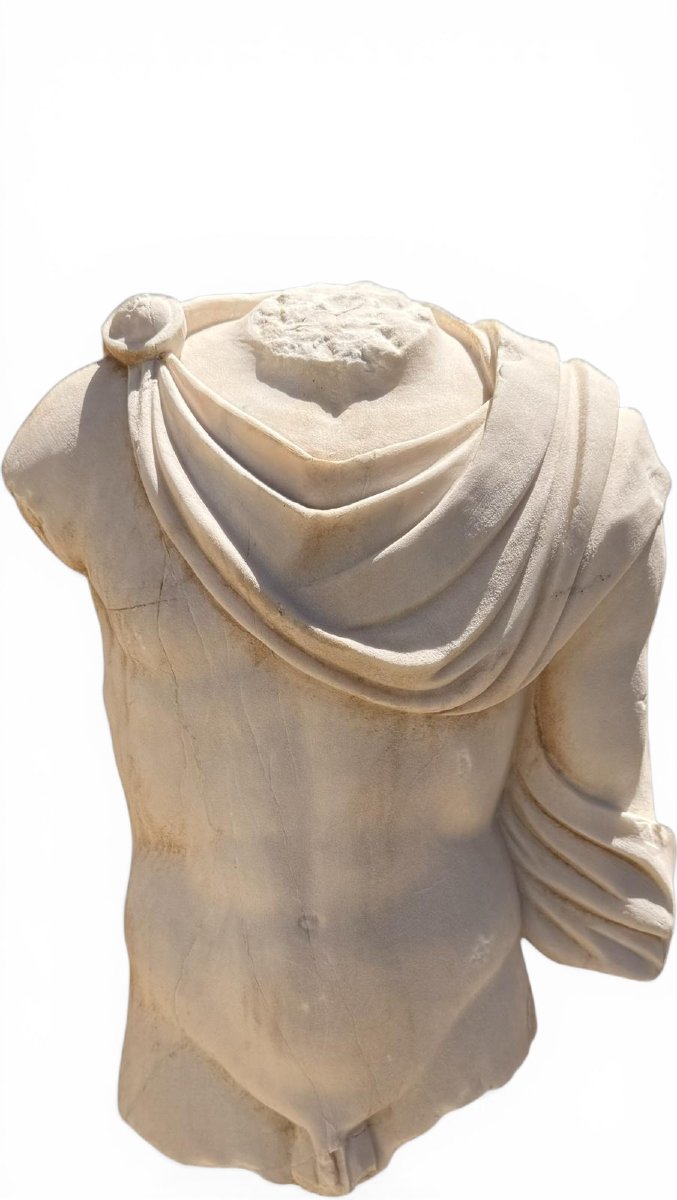 Torse en marbre grec sur socle en marbre, années 1950-photo-3