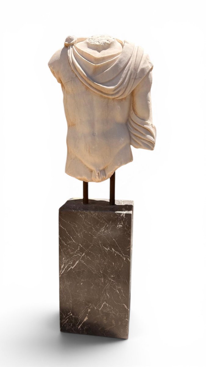 Torse en marbre grec sur socle en marbre, années 1950