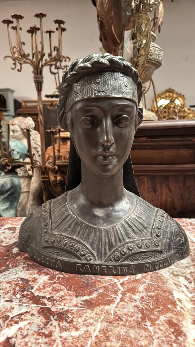 Bronze Bust Of A Classical Woman, Grand Tour Style, 20th Century-photo-2