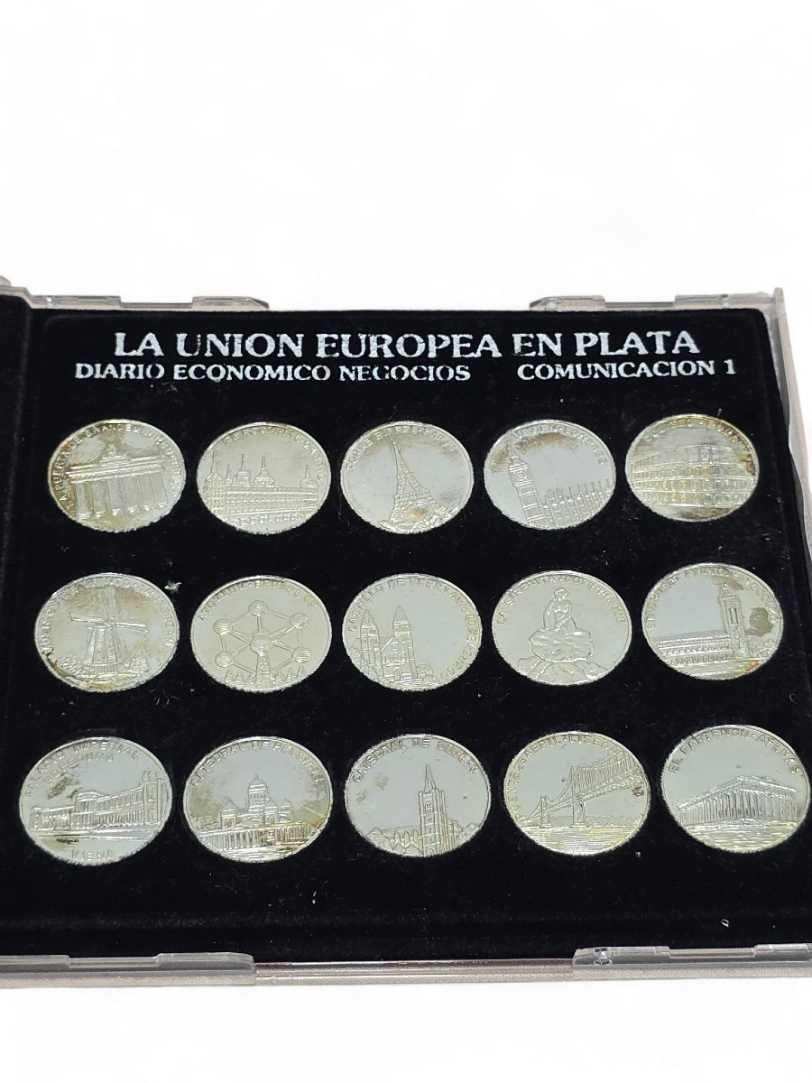 Ensemble de quinze pièces commémoratives en argent de l'Union européenne, XXe siècle-photo-3