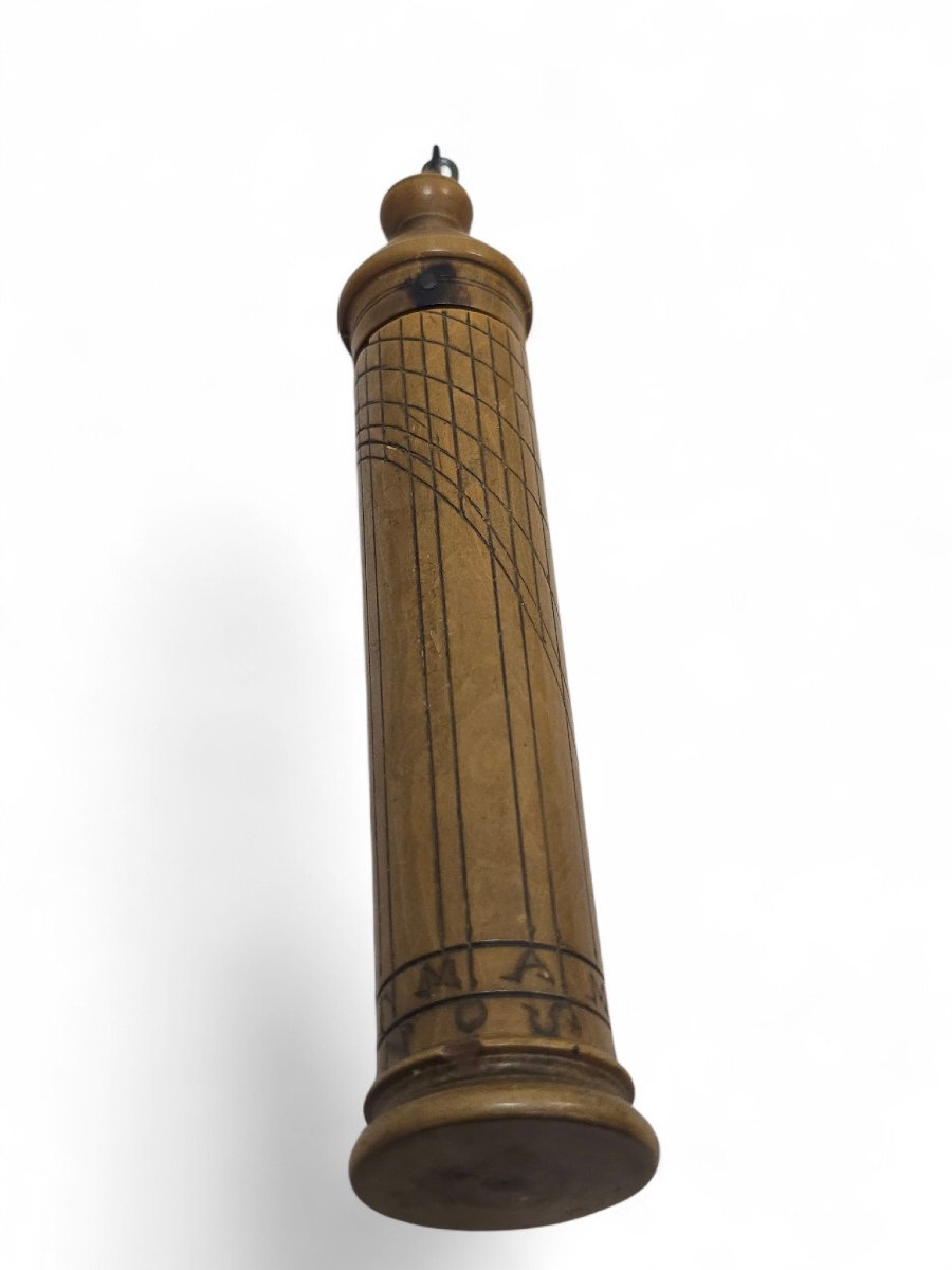 Cadran solaire portatif en forme de colonne de berger, XVIIIe siècle, en bois sculpté-photo-2