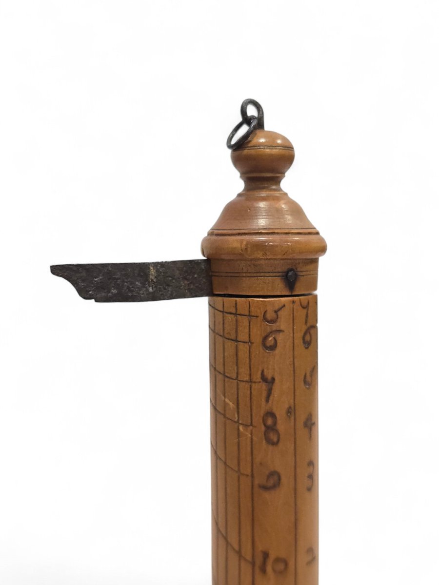Cadran solaire portatif en forme de colonne de berger, XVIIIe siècle, en bois sculpté-photo-5
