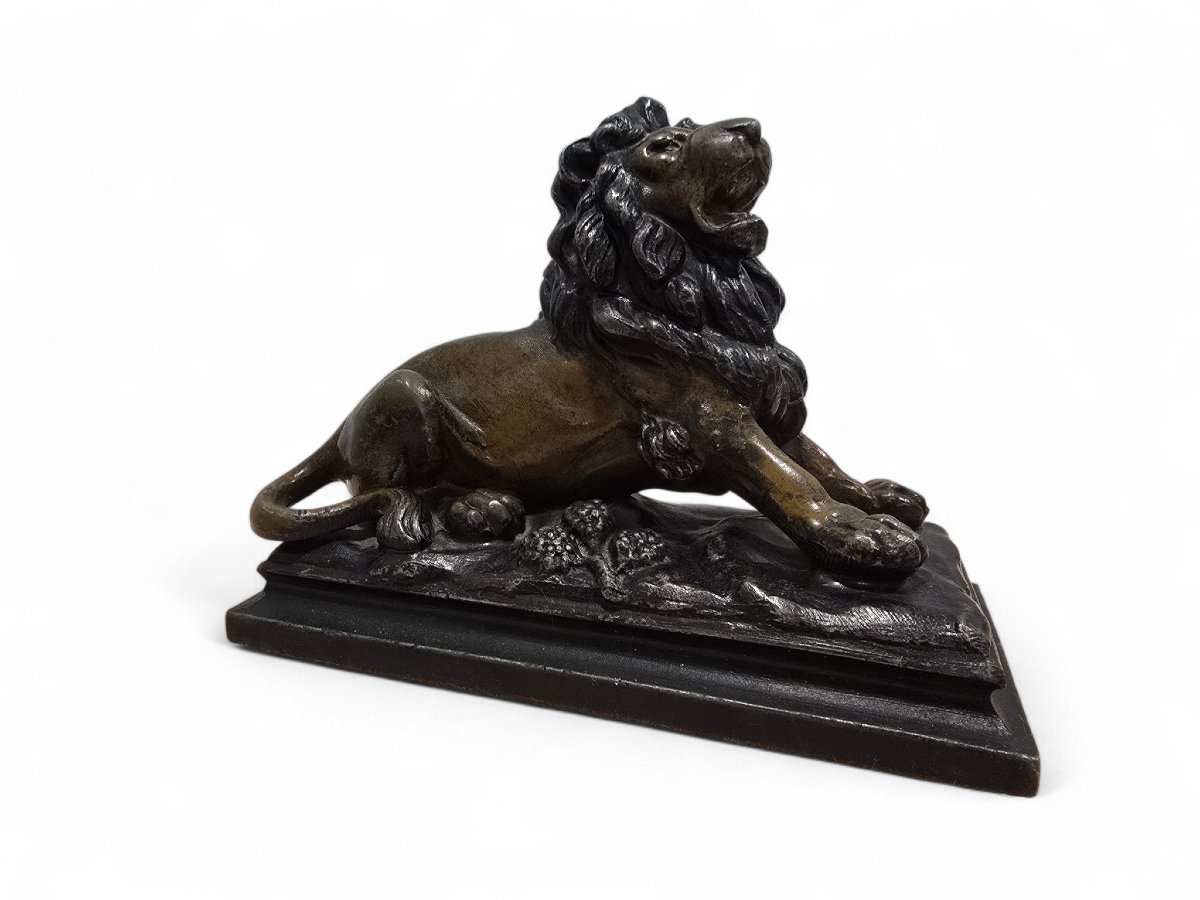 Lion en bronze viennois du XIXe siècle, peint à froid et signé « MR »-photo-2