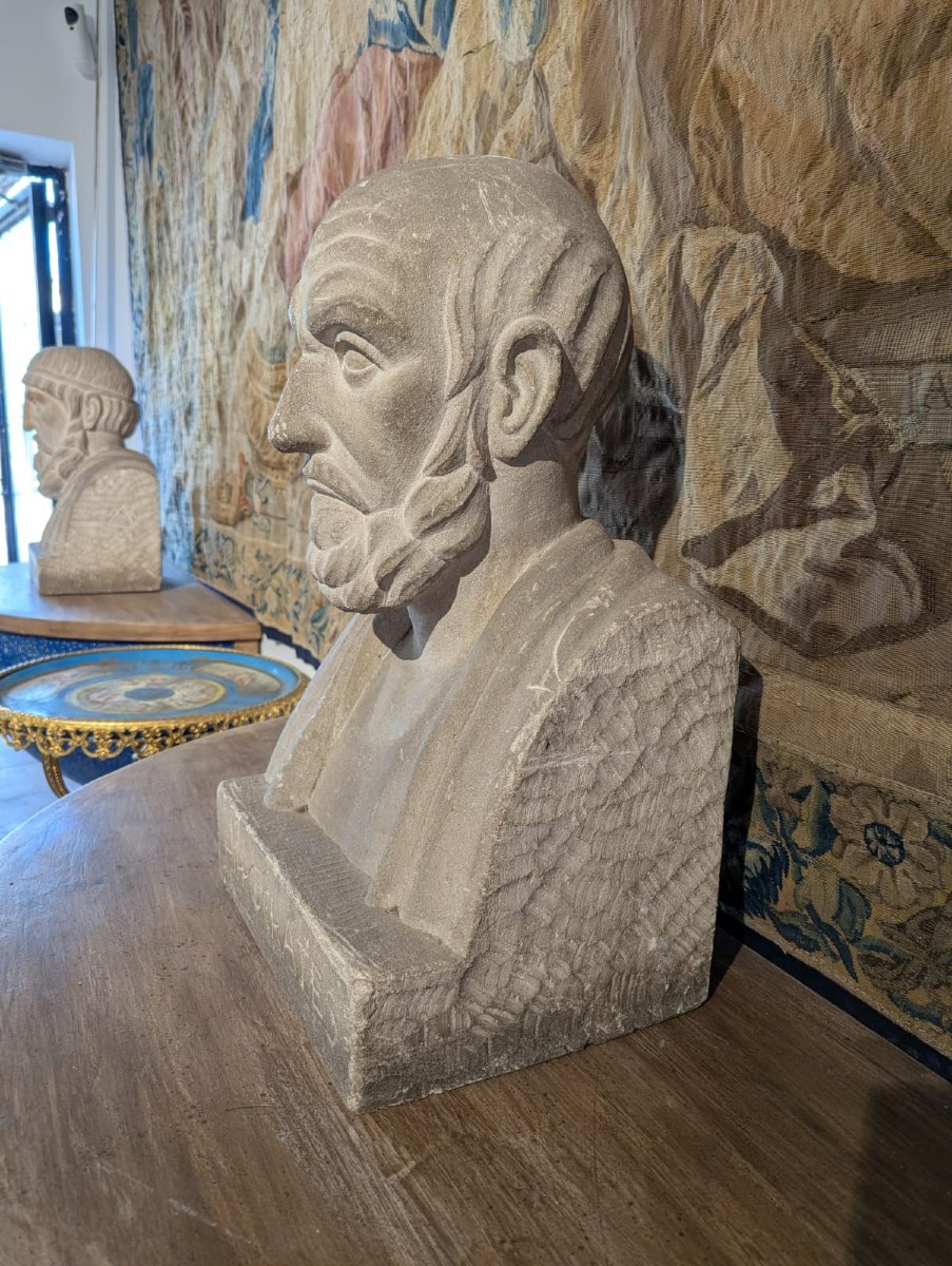 Buste d'Hippocrate, école française du XIXe siècle, signé-photo-5