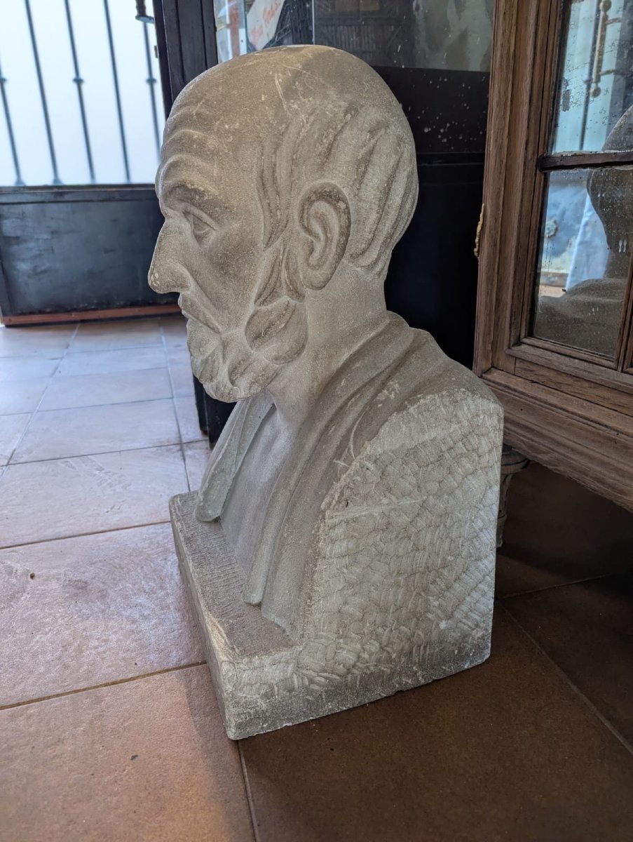 Buste d'Hippocrate, école française du XIXe siècle, signé-photo-7