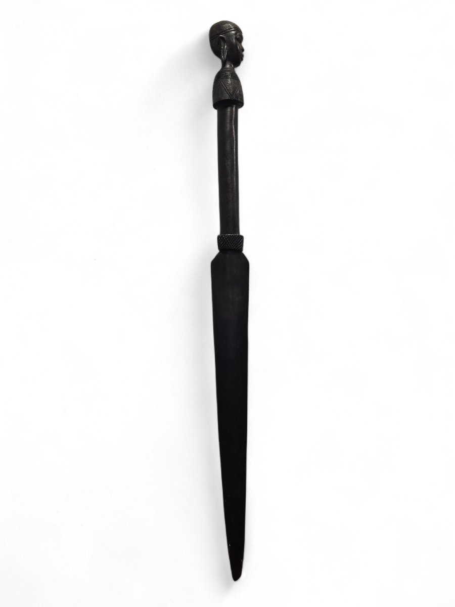 Large Maasai Ceremonial Dagger Made Of Ebony, 1960s-photo-2