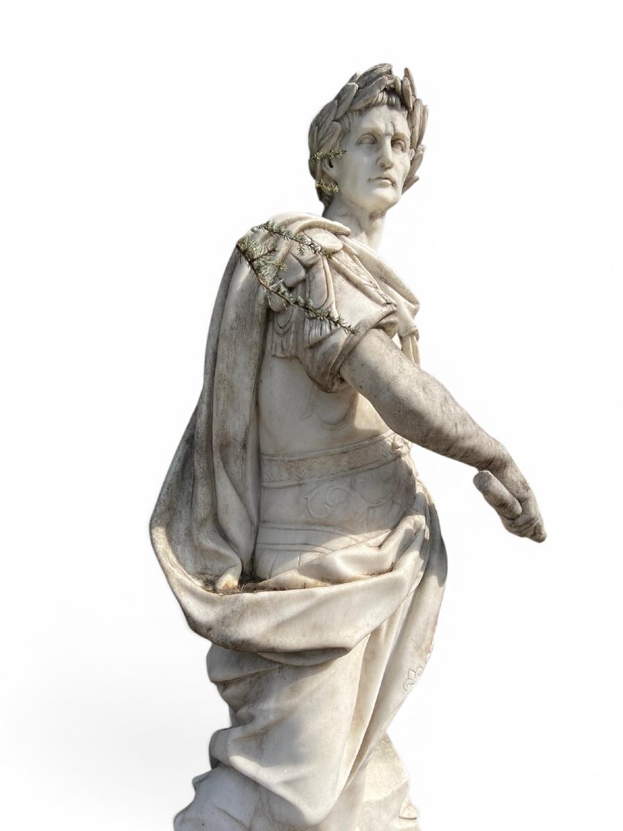 Sculpture monumentale en marbre de Jules César d'après Nicolas Coustou, Italie, années 1980-photo-1