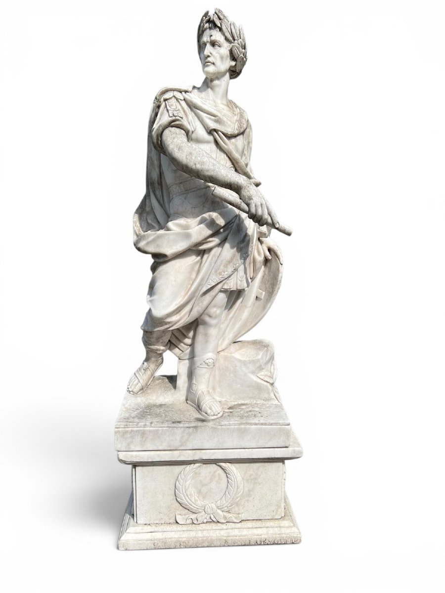 Sculpture monumentale en marbre de Jules César d'après Nicolas Coustou, Italie, années 1980