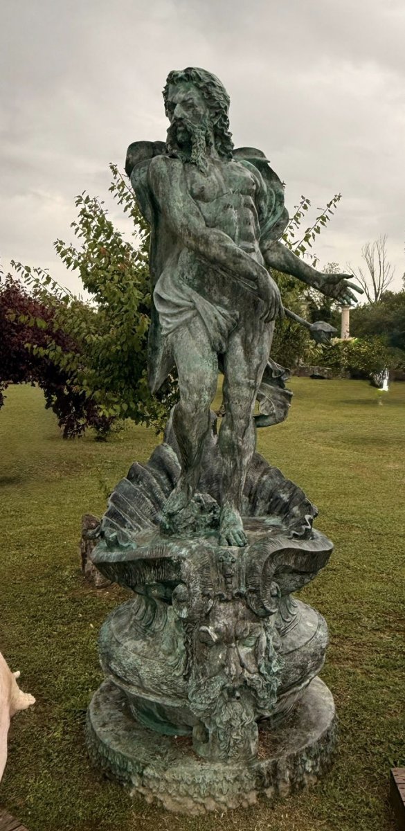 Fontaine  en bronze de Neptune (Poséidon), Naples, Italie, années 1980-photo-3