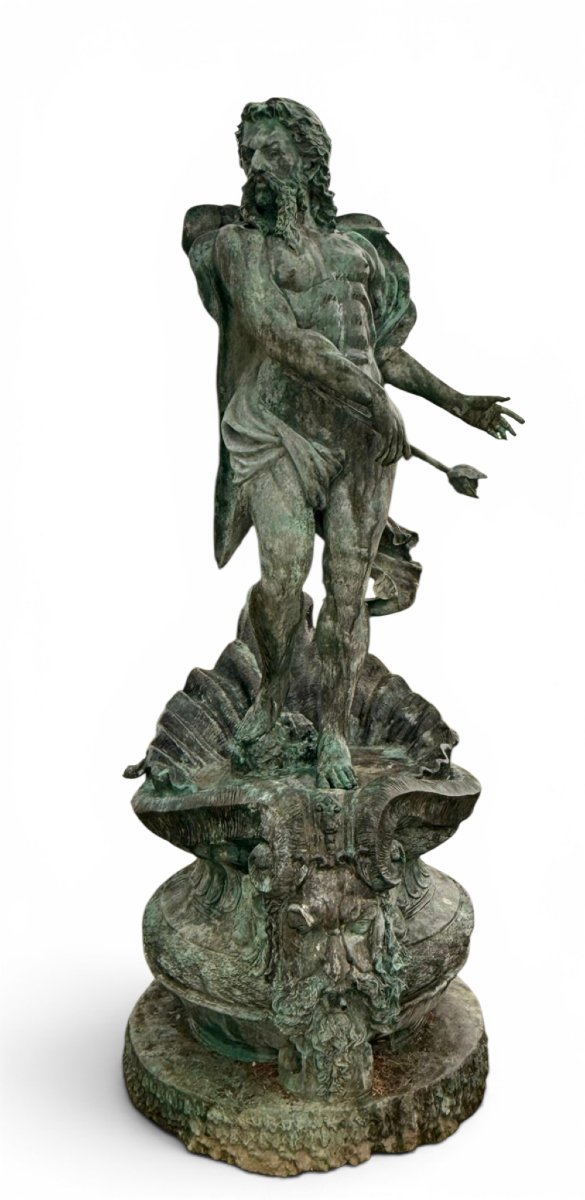 Fontaine  en bronze de Neptune (Poséidon), Naples, Italie, années 1980-photo-4