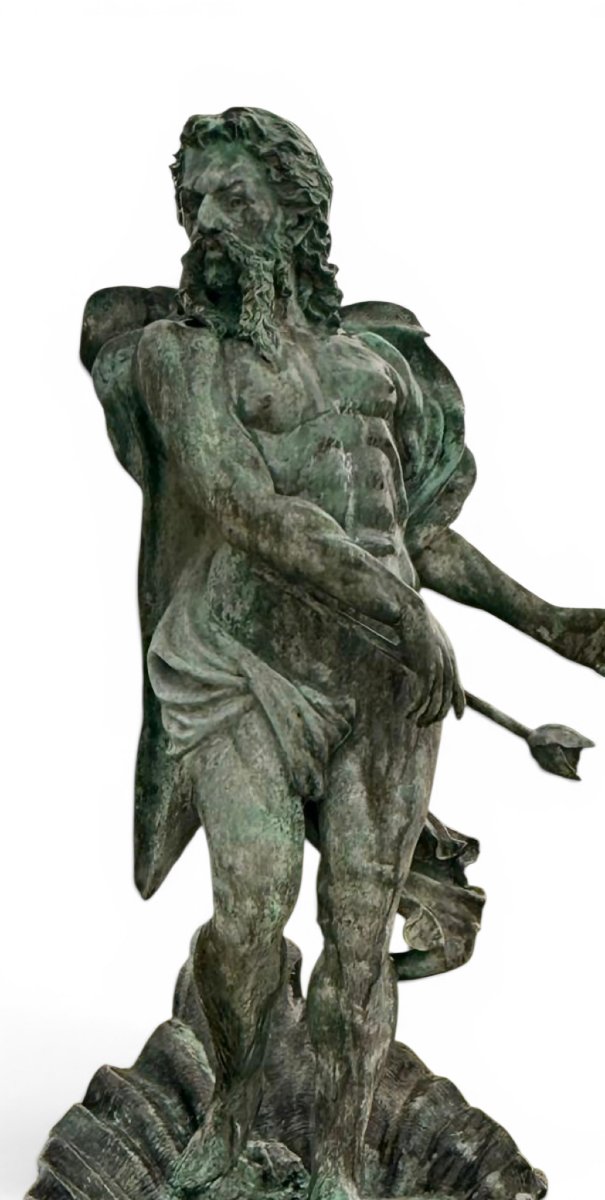 Fontaine  en bronze de Neptune (Poséidon), Naples, Italie, années 1980-photo-2