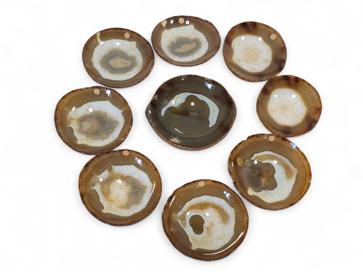 Set Of Nine Agate Cups Carved From A Single Block, 1970s-photo-2