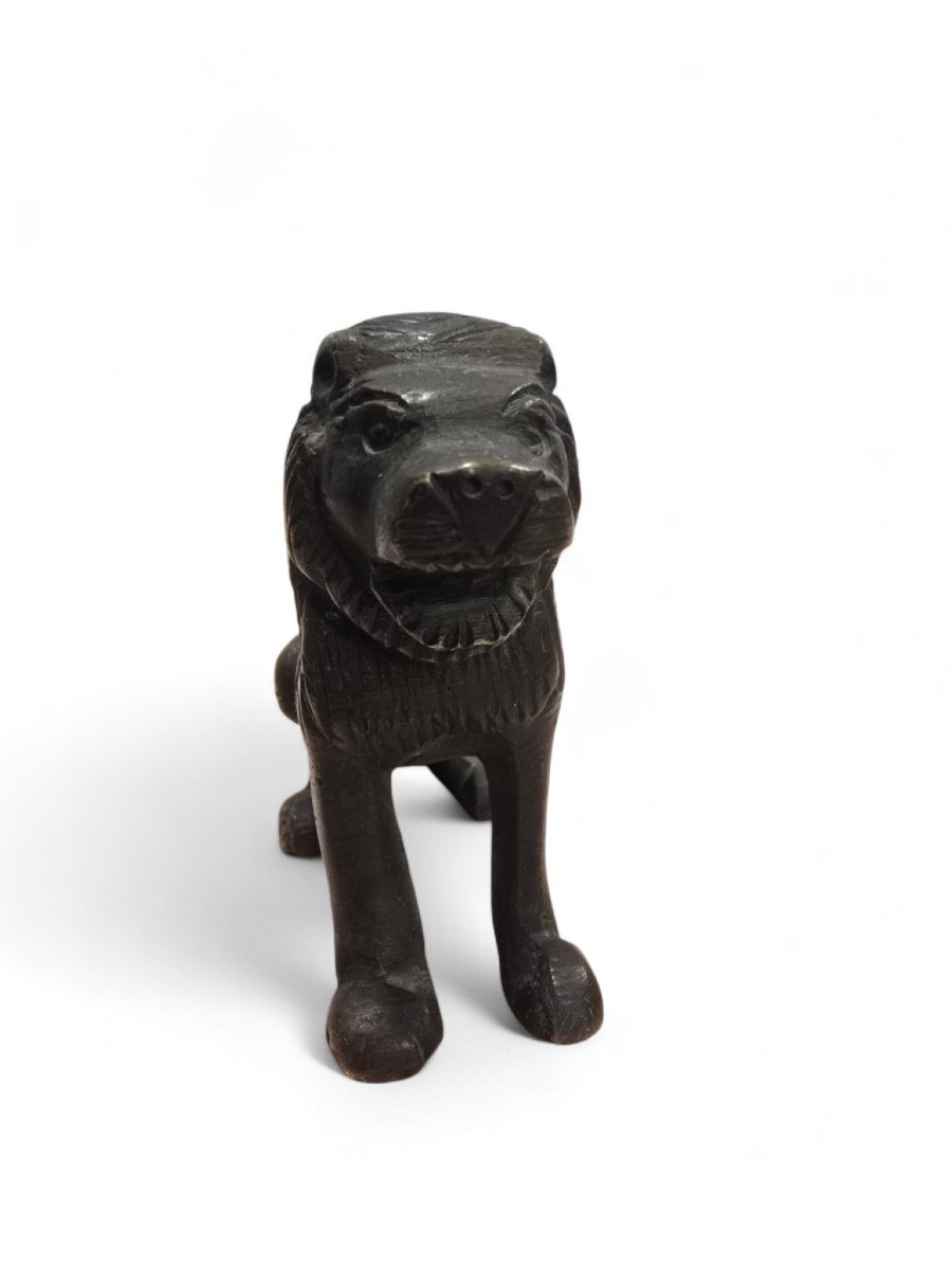 Bronze Sculpture Of A Seated Lion, 19th Century-photo-4