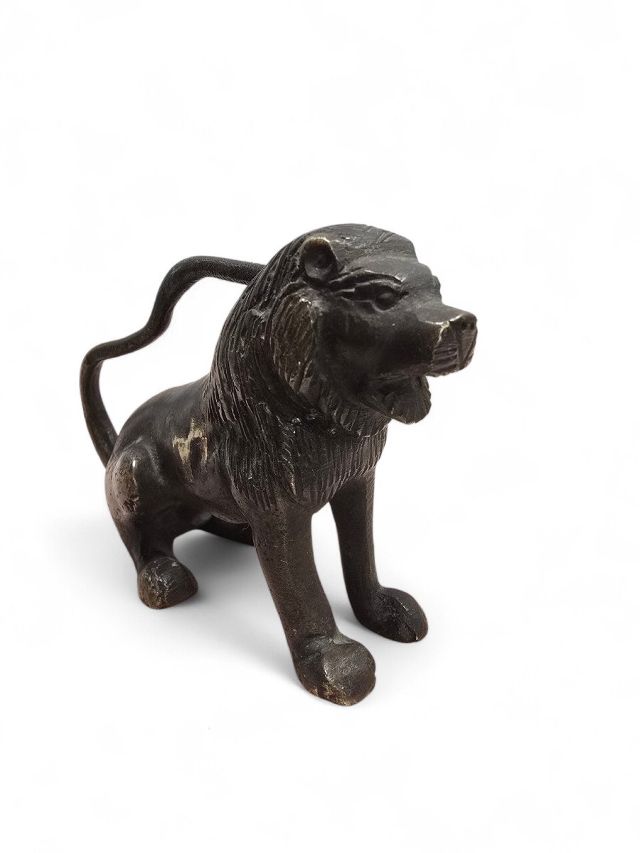 Bronze Sculpture Of A Seated Lion, 19th Century-photo-2