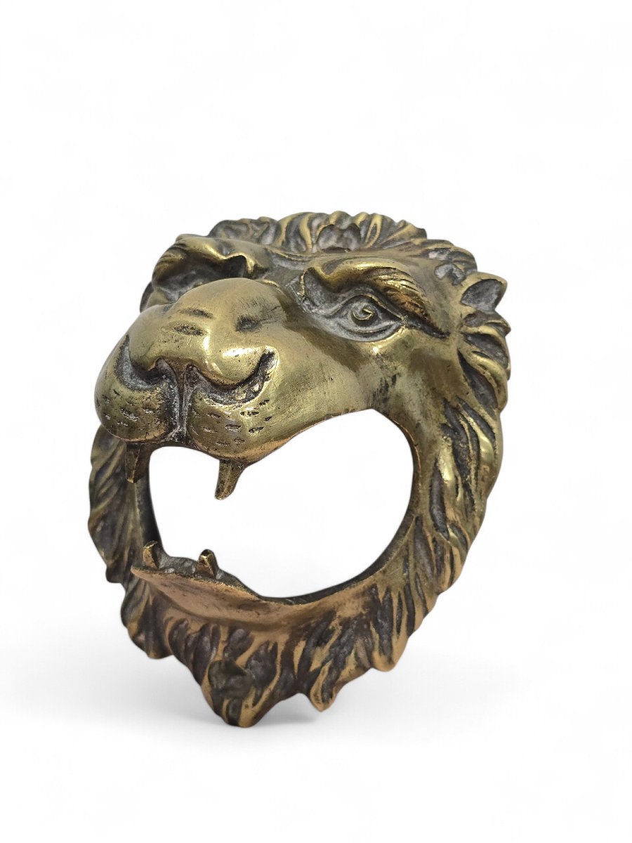 Tête de lion en bronze, XIXe siècle-photo-2